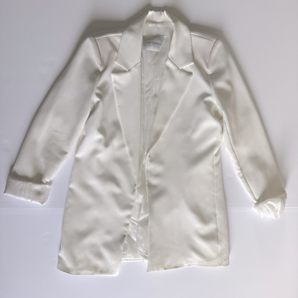 Oversized White Blazer with Shoulder pads